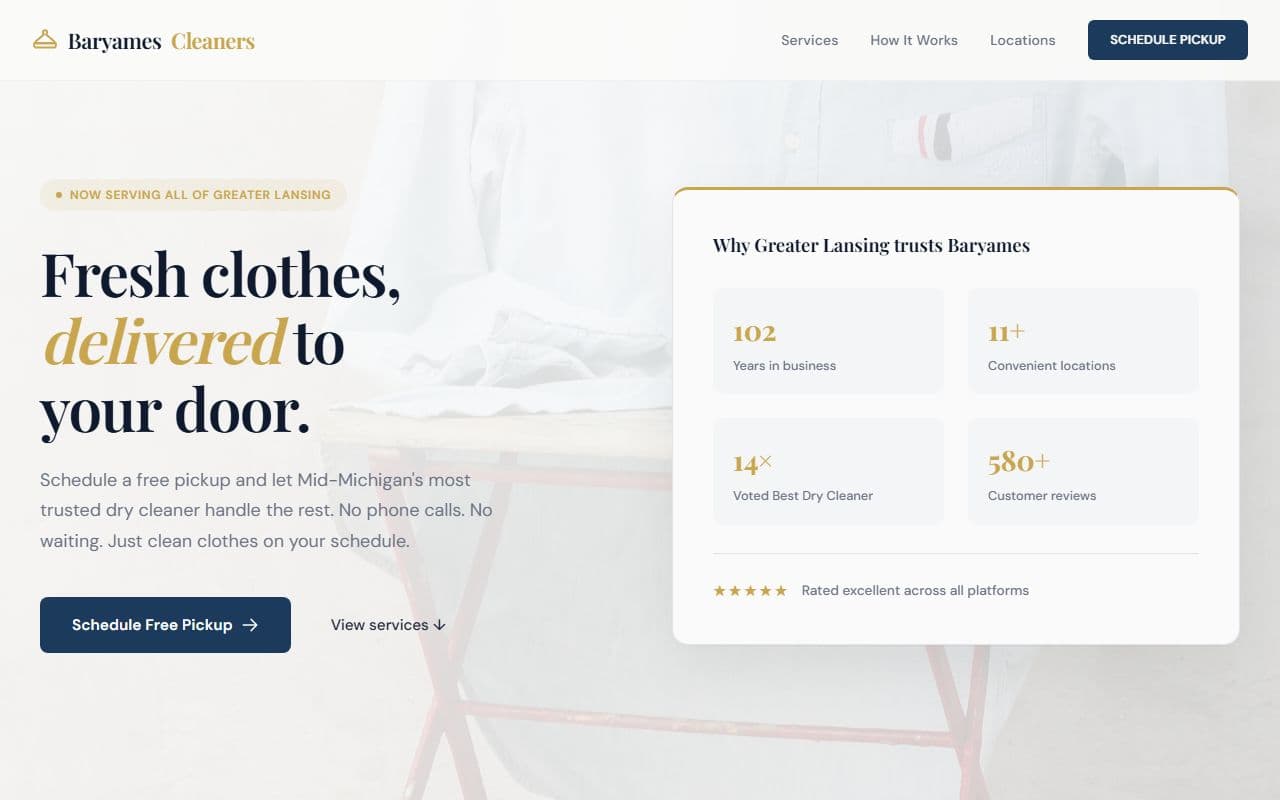 Baryames Cleaners landing page